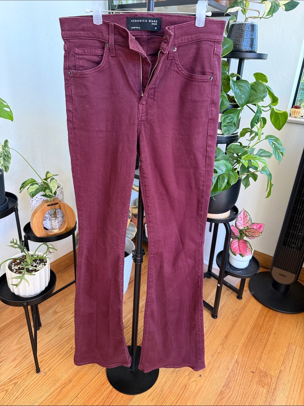 Veronica Beard Burgundy Flare Jeans